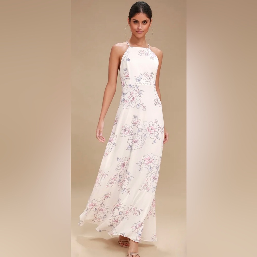 Blooms for You Pale Blush Floral Print Maxi Dress